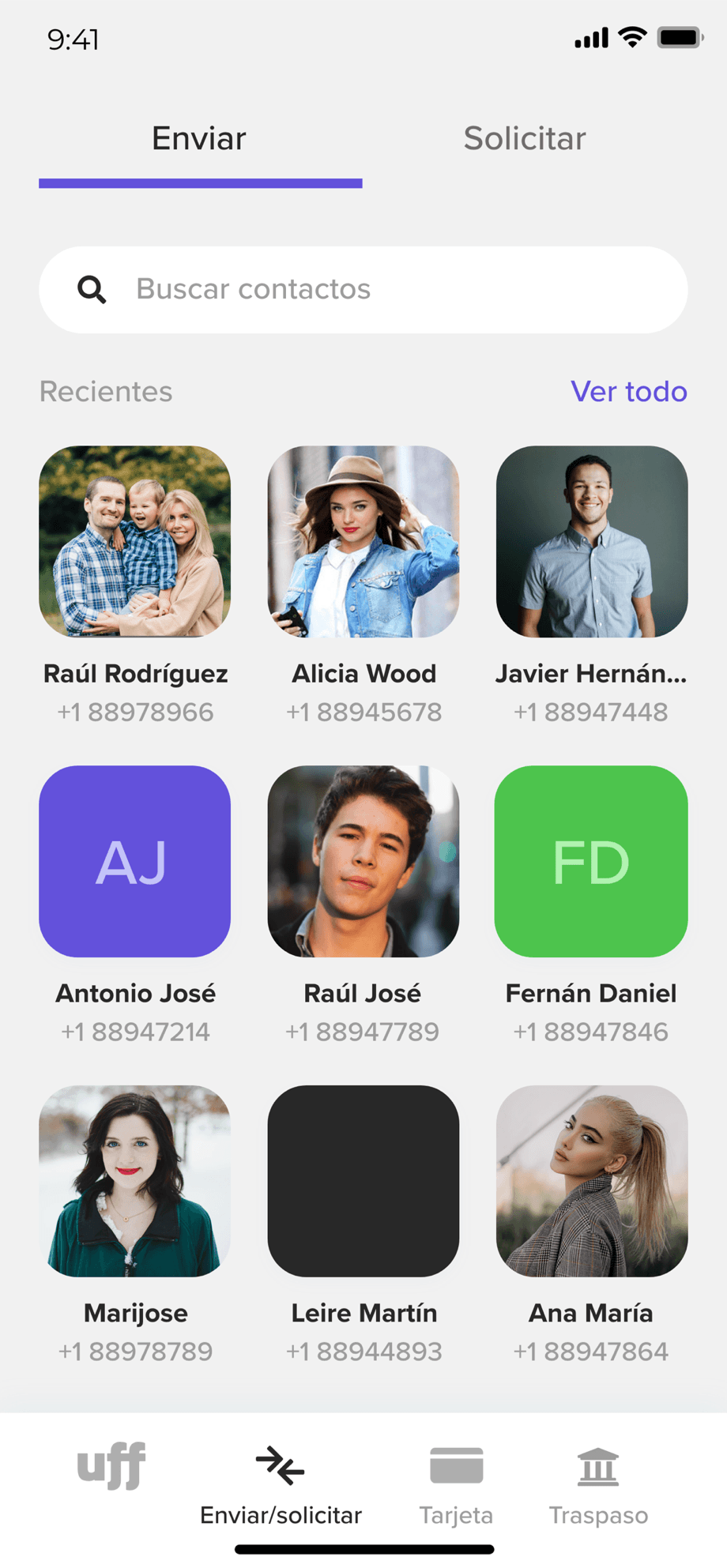 Instant transfers between UffPay users