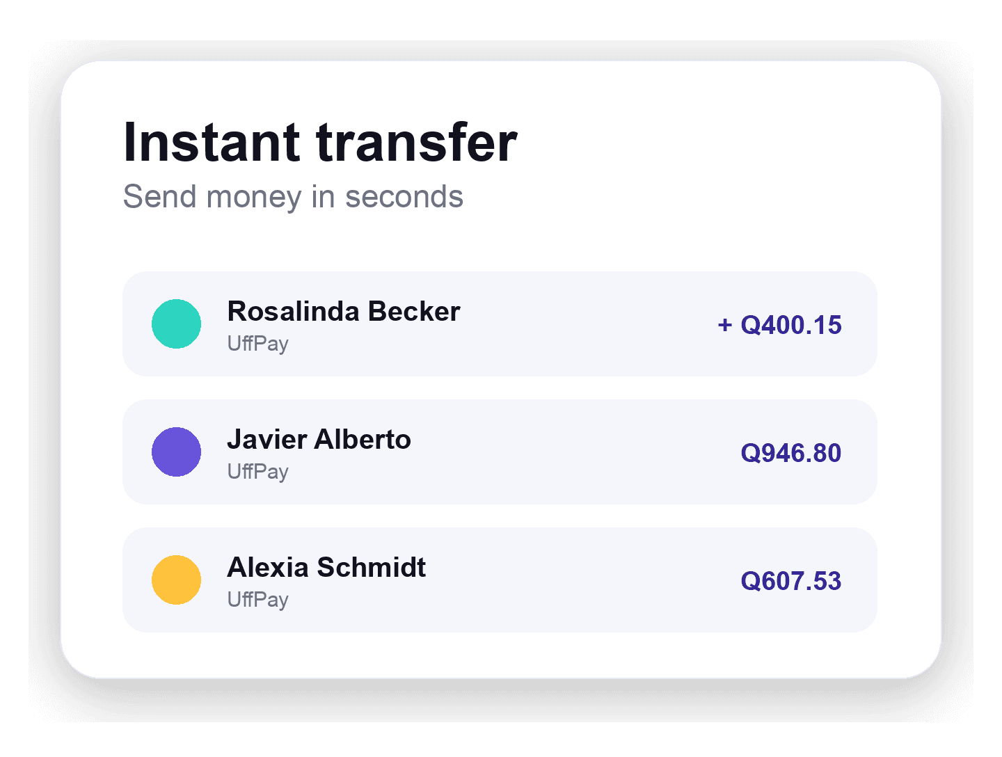 Instant transfers between UffPay users
